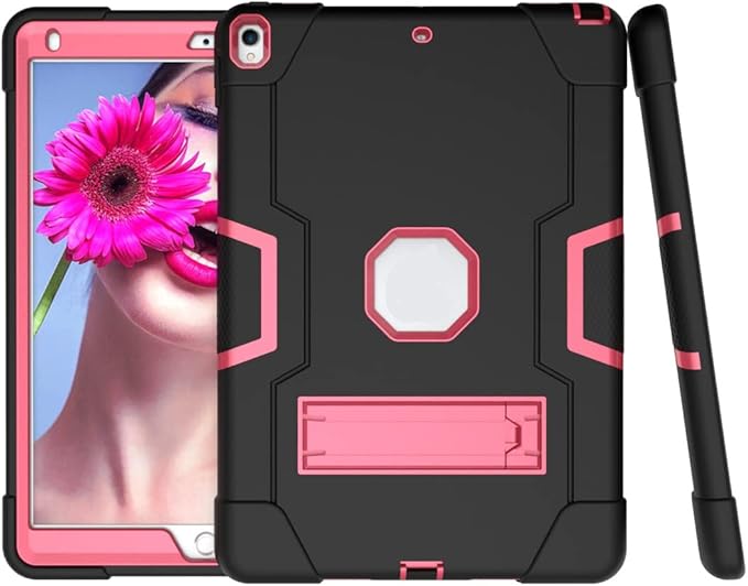 Jaorty 3 in 1 Hybrid Case for iPad Air 3 10.5 &amp iPad Pro 10.5 - Heavy Duty Rugged Stand Shockproof Anti-Slip &amp Scratch Black/Red
