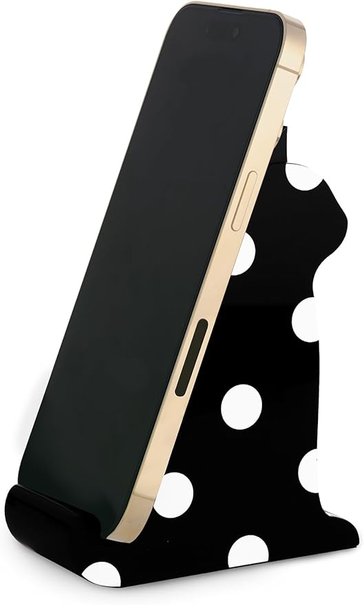 kate spade new york Acrylic Cell Phone Stand Novelty Phone Holder for Desk Black Cat (Picture Dot)