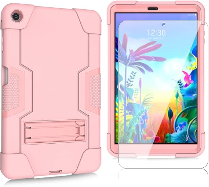 Mignova Case for LG G Pad 5 10.1 inch Tablet Case Hybrid Kids Friendly Shockproof Hybrid Case Come with for LG G Pad 5 10.1 inch FHD Tablet 2019 Tempered Glass Screen Protector (Rose Gold+1 Pcs)