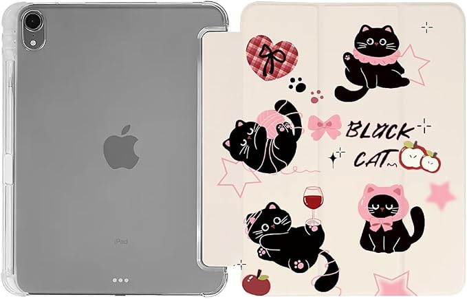 Cute black cats pink plaid bows