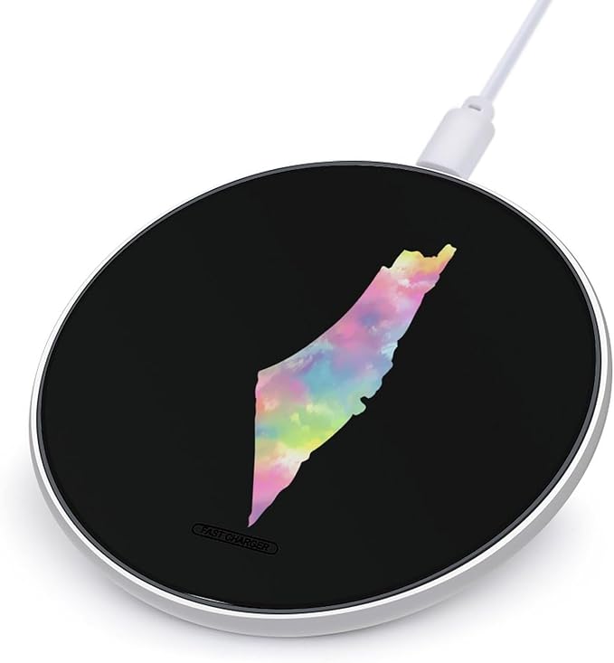 Palestine Map Tie-Dye Fast Portable Charger 10W Funny Graphic Phone Charging Pad with USB Cable