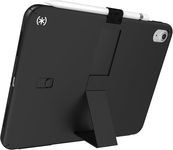Speck iPad 10.9 Inch Tablet Case and Stand - Scratch Resistant Drop Protection &amp Quick Release Kickstand - for iPad 10th Gen 2022 - StandyShell Black/White