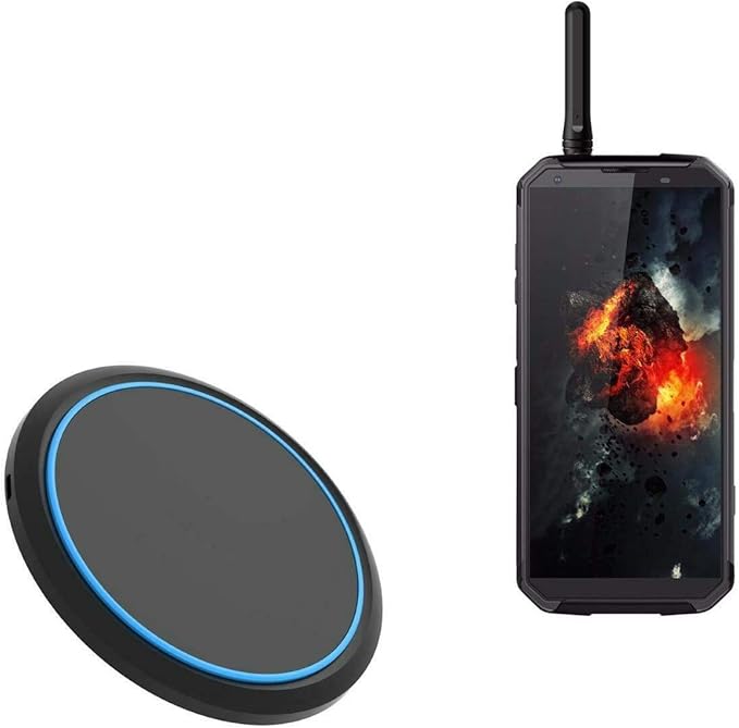 BoxWave Charger Compatible with Blackview BV9700 Pro - SwiftCharge PowerDisc Wireless Charger (15W) with Wireless Chargers That Require QC3.0 minicube Qi Wireless 15W Circular Desktop Charger