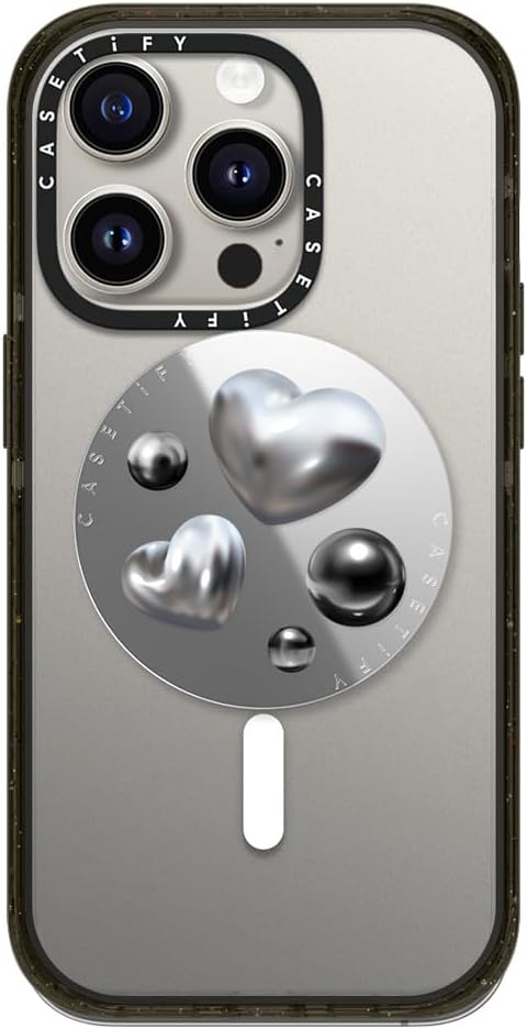 CASETiFY Snappy Grip Stand Compatible with Magsafe - Chrome Love - Silver Mirror
