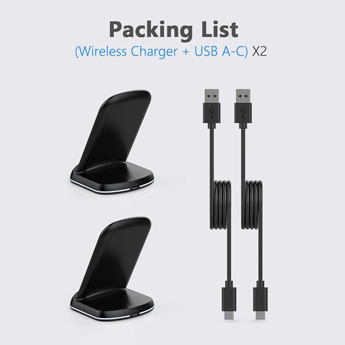 Yootech [2 Pack] Wireless Charger10W Max Wireless Charging StandCompatible with iPhone 17/17 Pro/17 Pro Max/Air/16/15/14/13/SE 2022/12/11/X/8Galaxy S25/S24/S23(No AC Adapter)