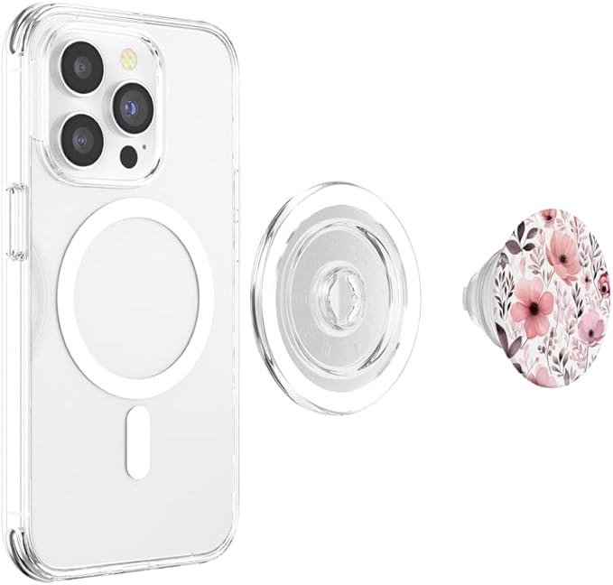 Pink Floral Flower Bouquet Cute Pattern PopSockets PopGrip for MagSafe