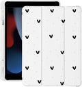Cute Black Love Heart for iPad Air5/Air4 Case with Pencil Holder Auto Sleep/Wake White Leather Soft TPU Back Cover for iPad 10.9 Inch 2022/2020