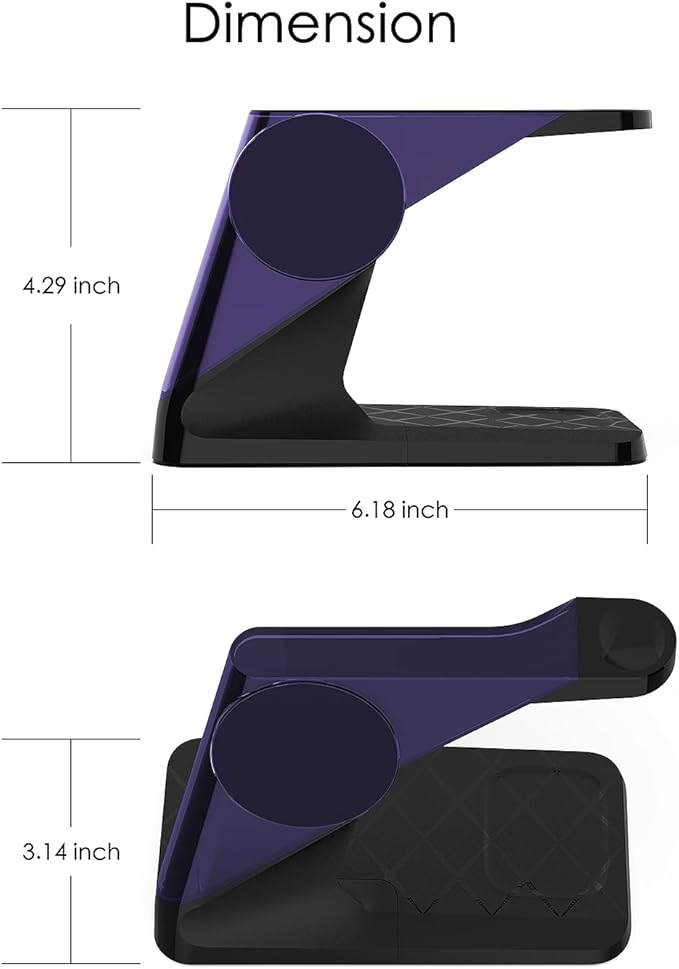 3 in 1 Charging Station for Apple Devices Mag-Safe Charger Stand Wireless Charger for iPhone 16/15/14/13/12 Series&amp AirPods&amp iWatch Adapter Not Included