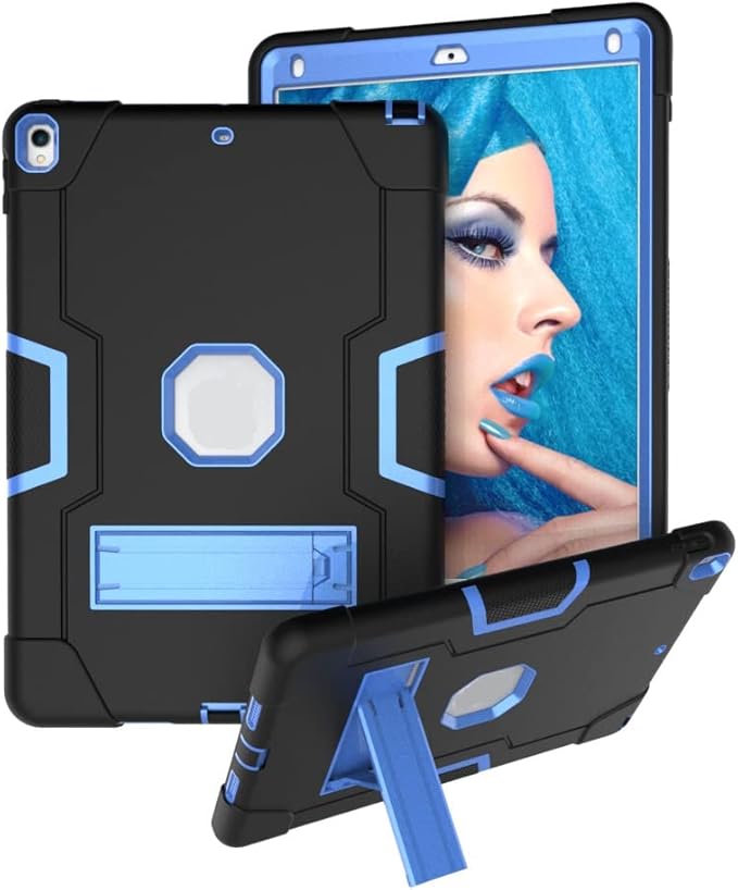 Jaorty Case for iPad Air 3 10.5 2019for iPad Pro 10.5 inch 2017 Case3 in 1 Hybrid [Soft&ampHard] Heavy Duty Rugged Stand Shockproof Anti-Slip Anti-Scratch Full-Body Protective CaseBlack/Blue