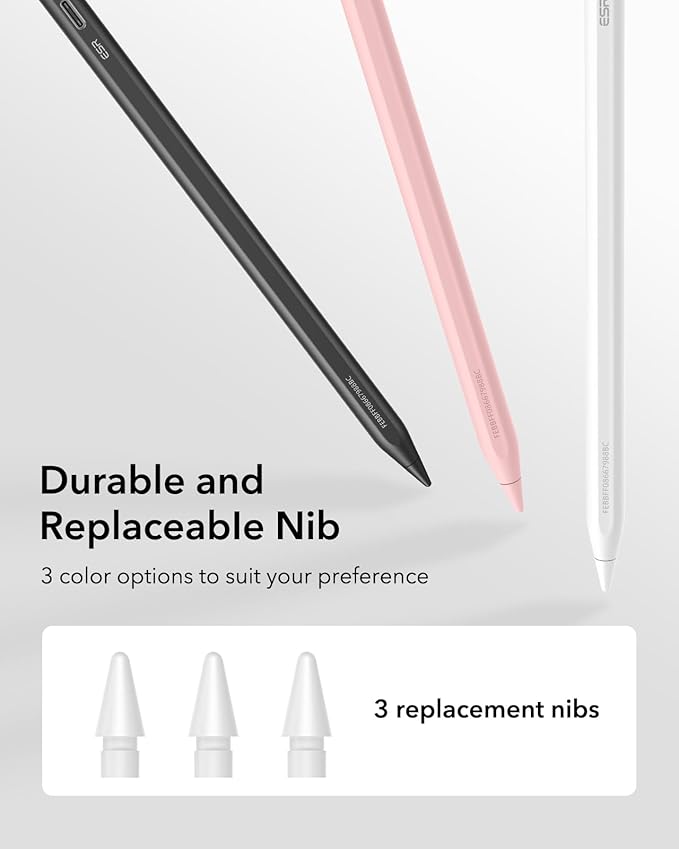 ESR Geo Digital iPad Pencil Findmy Compatible with Apple iPad 2018-2026with Easy Shortcuts for Apple iPad A16/10/9/8 &amp Air 13/11 &amp Pro 12.9/13/11 &amp Mini 7/6/5White(No Wireless Charging)