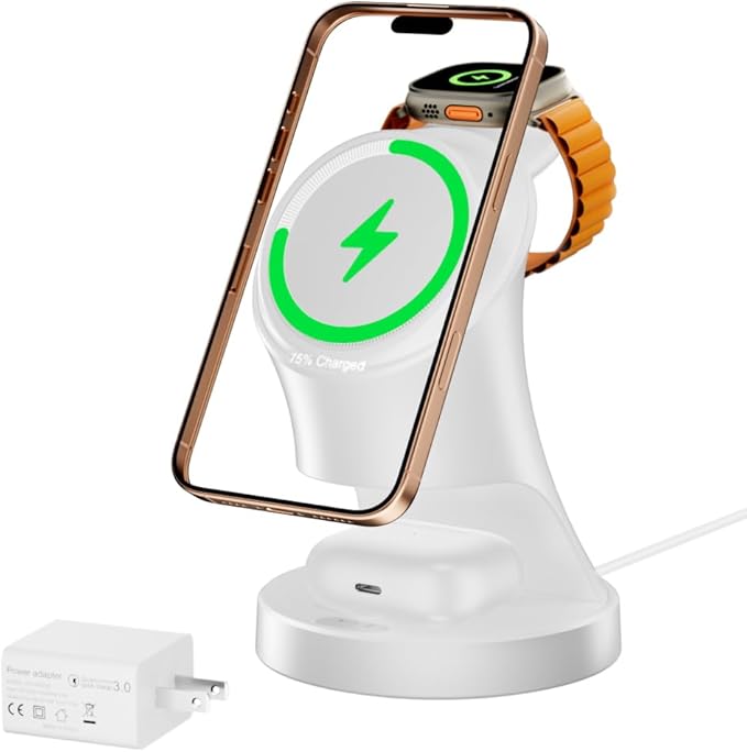 3 in 1 Wireless Charging Station for Apple DevicesMagsafe Charger for IPhone17 16 15 14 13 12 Pro/Max/Plus/Mini Wireless Charger Station for AirPods 2/3/4Pro iWatch Ultra11/10/9/8/7/SE/6/5/4/3/2