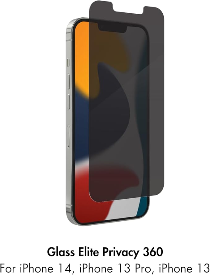 ZAGG InvisibleShield Glass Elite 360 Privacy Screen Protector for iPhone 17e / 16e / 14/13 / 13 Pro – 5X Impact &amp Scratch Protection Tempered Glass Smudge-Resistant Four-Way Privacy
