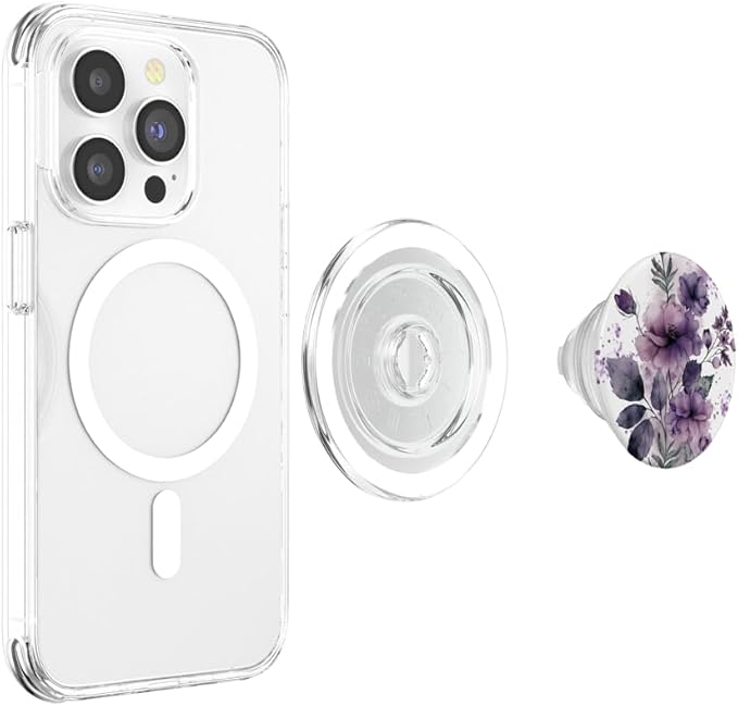 Purple Lavender Blossom Leaves Flower Floral Girly PopSockets PopGrip for MagSafe