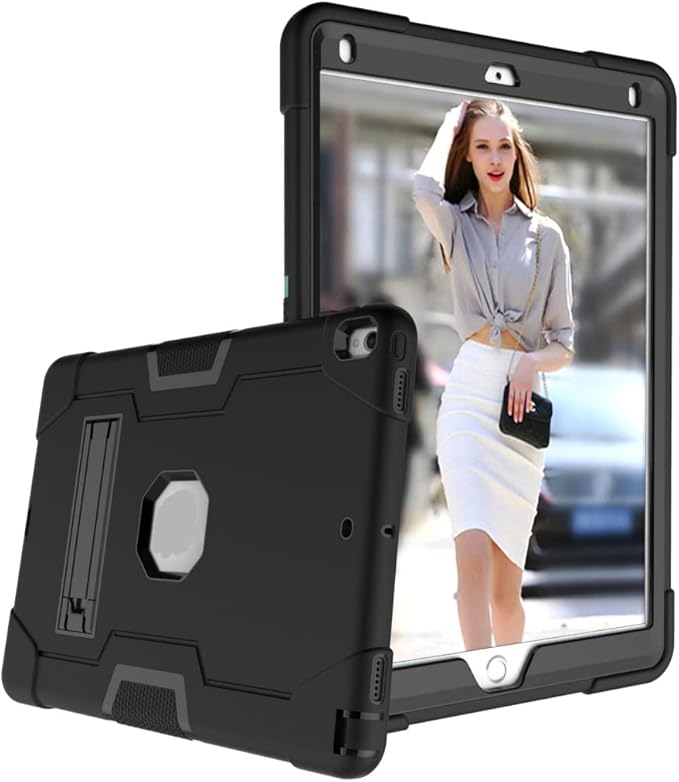 Jaorty 3 in 1 Hybrid Case for iPad Air 3 10.5 &amp iPad Pro 10.5 - Heavy Duty Rugged Stand Shockproof Anti-Slip &amp Scratch Black/Black