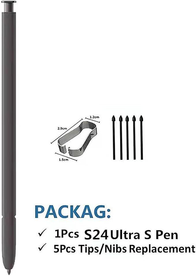 Galaxy S24 Ultra S Pen Replacement for Samsung Galaxy S24 Ultra Stylus Touch S Pen (WithBluetooth) All Versions + 5 x Nibs (Black)