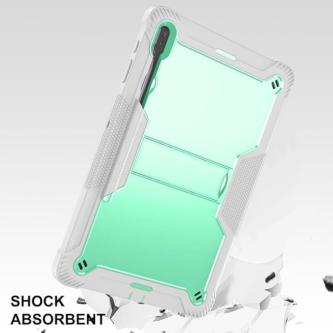 for Samsung Galaxy Tab S8 Plus 2022/S7 FE 5G 2021/S7 Plus 2020 Tablet 12.4 inch Case with S Pen Holder/Kickstand/Hard Shockproof Silicone Rugged Stand Cover for Tab S8+/S7+/S7 FE Green
