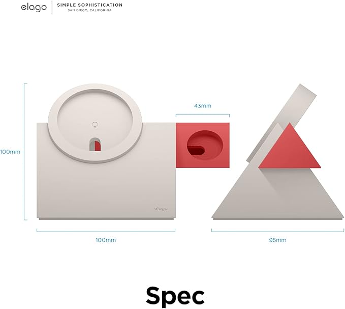 elago Charging Station Compatible with iPhone 17/16/15/14/13/12 Series Compatible with MagSafe Compatible with Apple Watch Series - Chargers are NOT Included [Stone/Red]