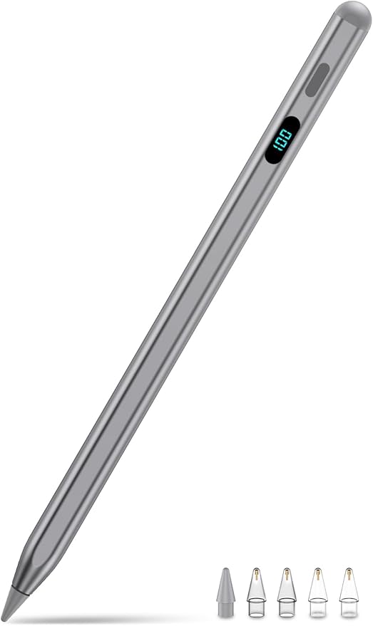 Pencil for iPad with Magnetic&amp5 Extra TipsUSB-C Faster ChargeStylus Pen Compatible with iPad 6-11th/A16Air M3/M2/3-5thPro M4&ampM5/11/12.9/13inchMini 5th-7th/A17Pro(Space Gray)