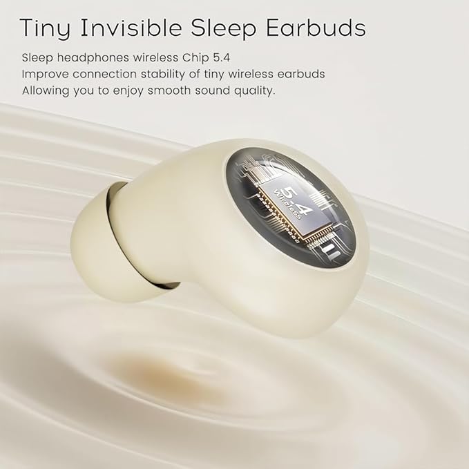 Mini Invisible Headphones Bluetooth 5.4 True Wireless Hidden in-Ear Earphones Sport Audio EarbudComfortable Mini Earbuds for Sleep Friendly Side Sleeping Earphones for Work (White)