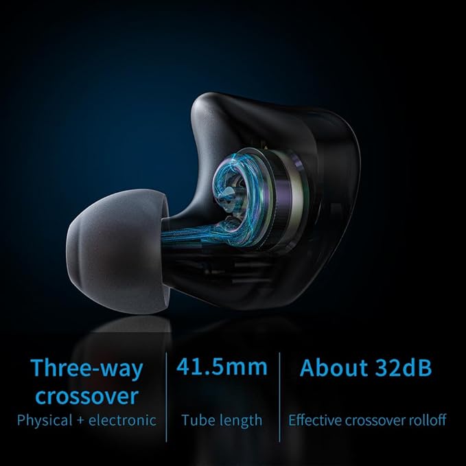FIIO FH3 HiFi Earphones 3 Drivers (1 Dynamic + 2 Knowles BA) in-Ear Earphones High Resolution Bass Sound High Fidelity for Smartphone/PC/Tablet