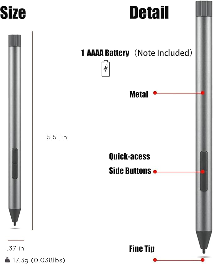 Stylus Pen Compatible with Lenovo Digital Pen 3 for Yoga 6/7/9 YogaBook 9 IdeaPad Flex 5 ThinkBook (Silver)