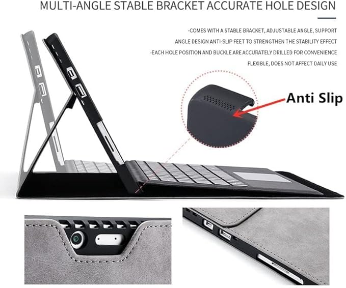 Protective Case for Surface Pro11/Pro 10/Pro 9 Tablet Shockproof Folio Flip Rugged Cover Compatible with Type Cover KeyboardMilitary Grade Business Cover with Pen Holder(Gray)