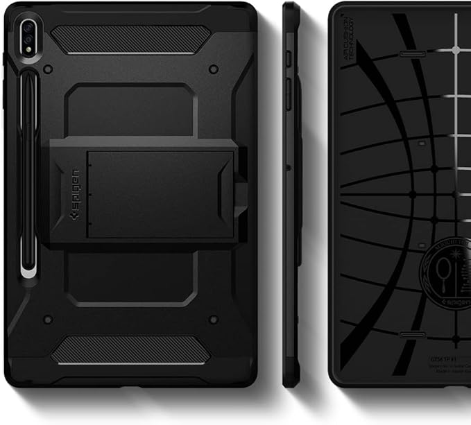 Spigen for Galaxy Tab S8+ Plus/S7+ Plus Case (2020) Tough Armor Pro Protective Hard Shell with Kickstand and Built-in S Pen Holder Drop-Proof Dual-Layer Protection 12.4 Inch Black