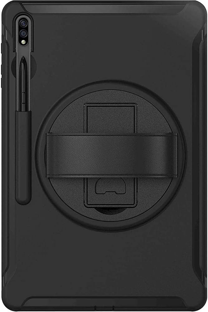 SaharaCase Protection Hand Strap Series Case Cover for Samsung Galaxy Tab S7 FE (2021) and S8 Plus (2022) [Shockproof Bumper] Heavy Duty Rugged Protection Antislip Integrated Kickstand - Black
