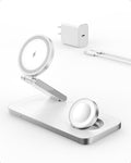 Foldable 3 in 1 Charging Station for Apple Wireless Charger for iPhone AirPods Wireless Charging Station for iPhone 16 15 14 13 12 and Apple Watch(White)