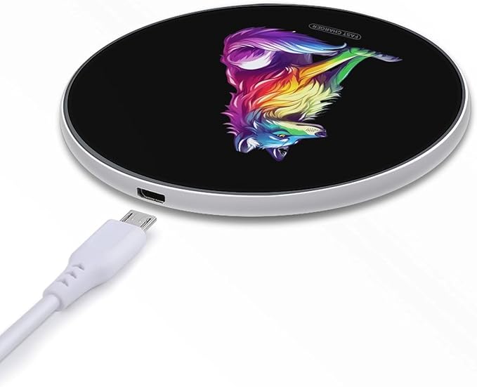 Colorful LGBT Wolf Wireless Charger Anti-Slip Wireless Charging Pad Slim Charger Mat for Men Women