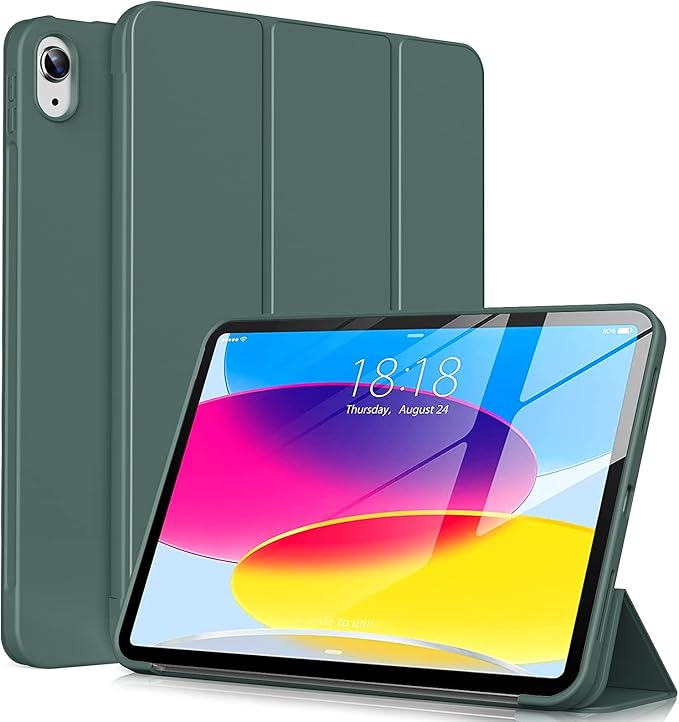 KENKE for iPad A16 11th Generation Case (11 Inch 2025 Release) iPad 10th Generation Case 10.9 Inch 2022 Without Pencil Holder Slim Trifold Stand Protective Cover with Soft TPU Back Dark Green