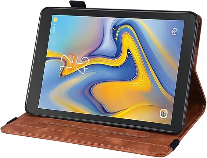 YEMENGHUA Heavy Duty Protection Compatible with Samsung Galaxy Tab A 8.0 T387 SM-T387V T387T T387A Slim Lightweight Embossed PU Leather Flip Holder Tablet PC Case Card Slot Tablet Case(Brown)