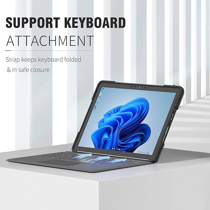 ZenRich Case for Microsoft Surface Go 4/3/2/1 10.5-inchProtective Case for Surface Go 4/3/2/1 with 360 Rotating Kickstand/Hand Strap Heavy Duty ShockproofCompatible with Type Cover Keyboard