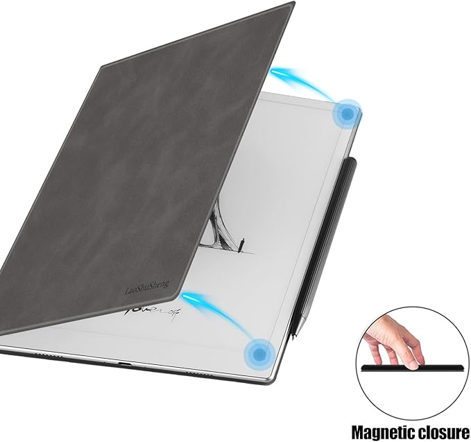 Magnetic Case for 10.3 Onyx Boox Go 10.3 ePaper Tablet (2024 Released) - Ultra-Thin Lightweight PU Leather Book Folio Cover with Auto Sleep/Wake (Advanced Grey)