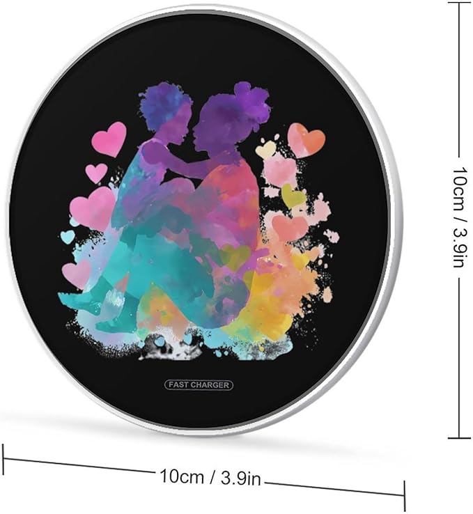 Mother and Daughter Fast Portable Charger 10W Funny Graphic Phone Charging Pad with USB Cable