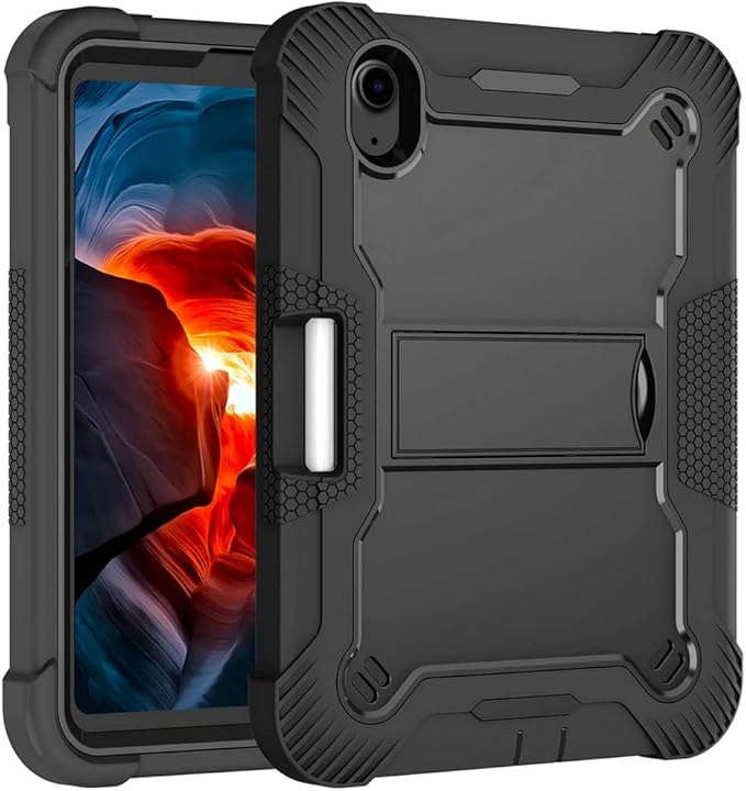 MAKEIT Case for iPad mini 7 (A17 Pro) 2024 iPad mini 6 Case (8.3-Inch2021 Model) with Pencil Holder Heavy Duty Shockproof Full Body Protective Case with Stand for iPad mini 6th/7th Generation Case