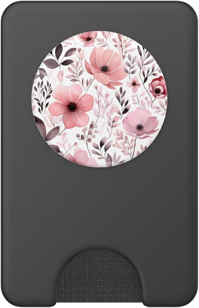Pink Floral Flower Bouquet Cute Pattern PopSockets PopWallet for MagSafe