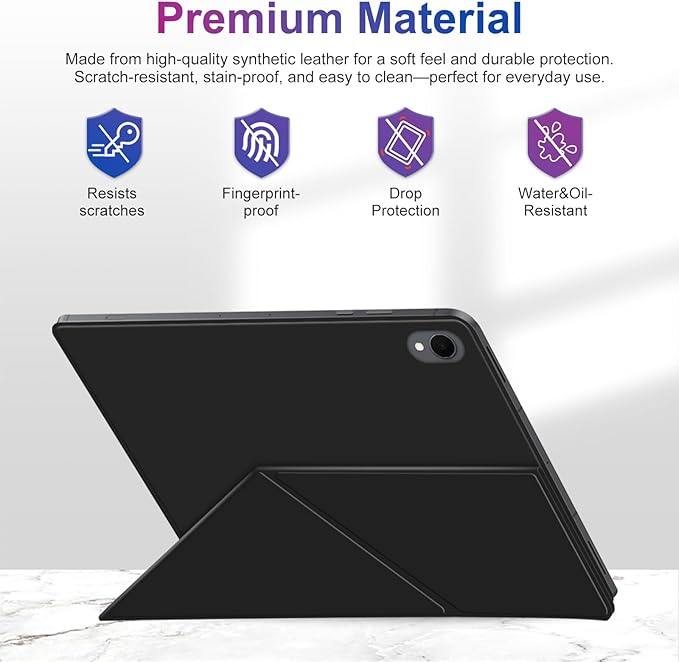 Case for Samsung Galaxy Tab S11 2025 Tablet 11 Inch – Magnetic Detachable Protective Cover with Dual-Side Clasp Y-Fold Stand Pencil Holder Heat Dissipation Design(Black)