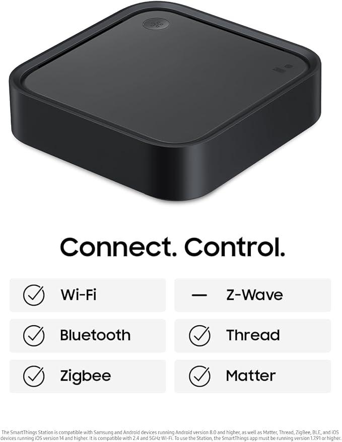 Samsung SmartThings Station with Power Adapter 15W Super Fast Wireless Charger Smart Home Hub 2023 EP-P9500TBEGUS Black