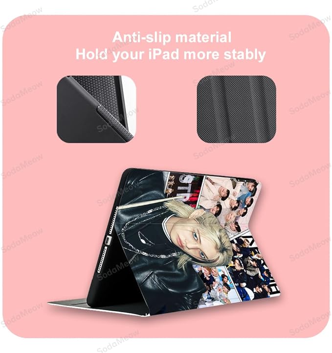Stray SKZ Kids Tablet Case with Pencil Holder Compatible with iPad 7/8/9/10/Pro/Mini/Air Felix Tablet Case Kawaii (for iPad mini 5th/4th/3rd/2nd/1st (7.9)Hyunjin)