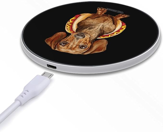 Hot Dachshund Dog Fast Portable Charger 10W Funny Graphic Phone Charging Pad with USB Cable