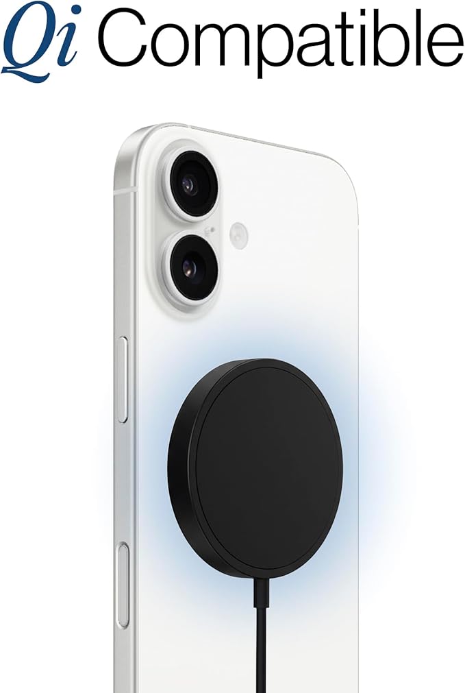 SPOTMINDERS Wireless Charger for iPhone AirPods Tracking Card 15W Flat Fast Charging Pad QI Compatible with Samsung Android Apple - Magsafe Non-Slip Surface Advanced Cooling - No AC Adapter