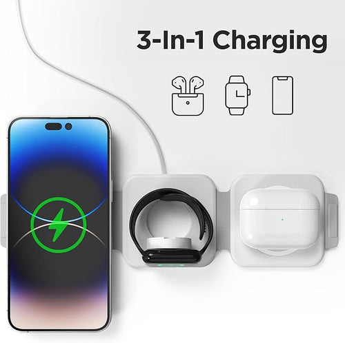 2-Pack Travel 3 in 1 Charging Stations for Multiple Apple Devices - Designed for iPhone Watch and AirPods Magnetic Wireless Charging - Foldable Design Compatible with MagSafe Products