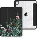 Batianda Hybrid Case for 11-inch iPad Air 2024 M2 Chip/iPad Air 5th/4th 10.9 inch [Built-in Pencil Holder] Shockproof Cover with Clear Transparent Back Shell TPU BumperPlants