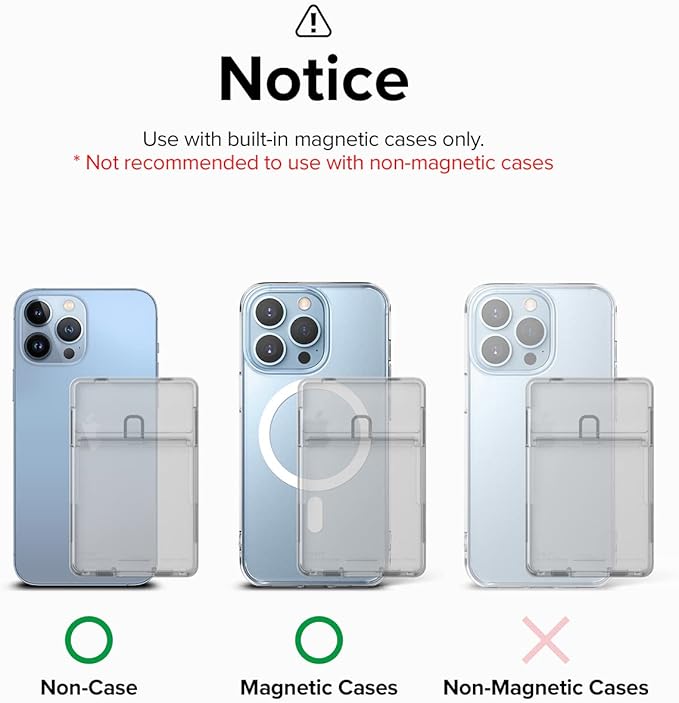 Ringke Magnetic Stand Slot Card Holder [Phone Wallet + Stand] ID &amp Credit Card Holder for Phone Case Magnetic Card Wallet Compatible with Magsafe iPhone 13 12 Pro Max Mini - Clear Mist