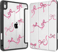 May Chen Case for iPad Air 13 Inch M4 2026 M3 2025 M2 2024 [Built-in Pencil Holder] Shockproof Cover with Clear Transparent Back Shell Auto Sleep/Wake Cover White Bows