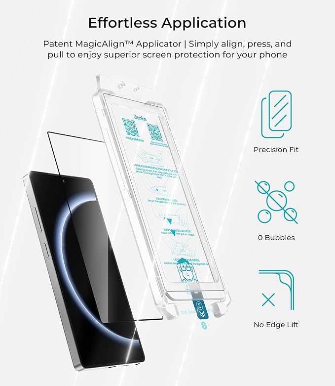 BENKS GlassWarrior HD Screen Protector for Samsung Galaxy S25 Ultra 9H+ Shatterproof [Military-Grade Protection] Superior Scratch Resistance Ultra HD Tempered Glass Screen Protector