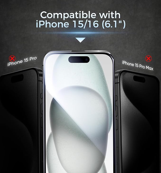 MAGIC JOHN 3rd Gen Upgraded for iPhone 15/iPhone 16 Screen Protector 6.1 Inch HD Clear Shatterproof Tempered Film Auto Dust-Elimination Bubble Free Easy Installation 2 Pack