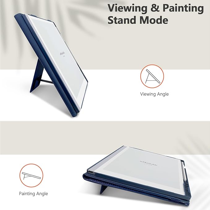 E NET-CASE Case for Remarkable 2 Tablet 10.3 inch (2020 Released) - New Business Design Upgraded Leather Cover for Remarkable 2 Digital Paper with Stand &amp Pen Holder (Deep Blue)