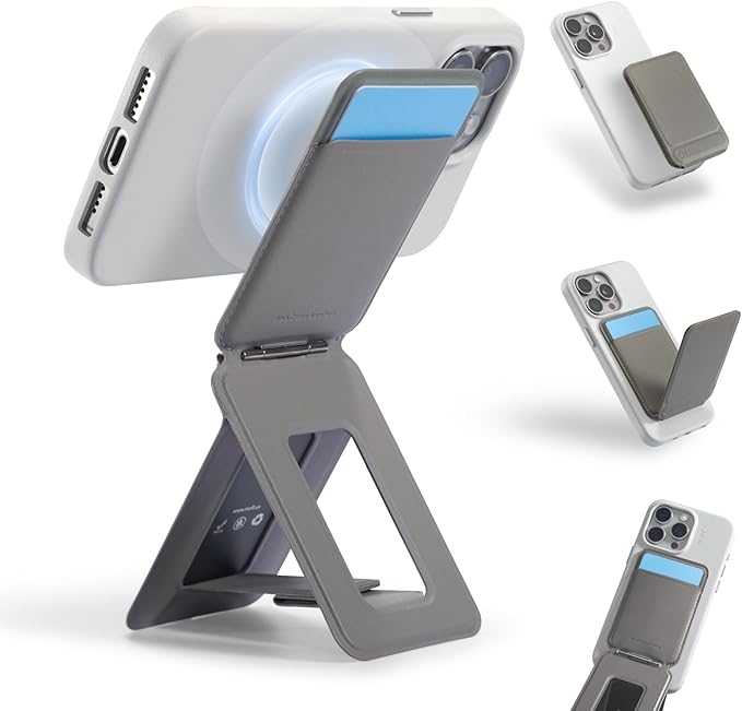 MOFT Phone Tripod Wallet 3 in 1 Phone Stand Wallet NFC-Supported Magnetic Phone Stand MOVAS Vegan Leather Adjustable Card Holder Taupe